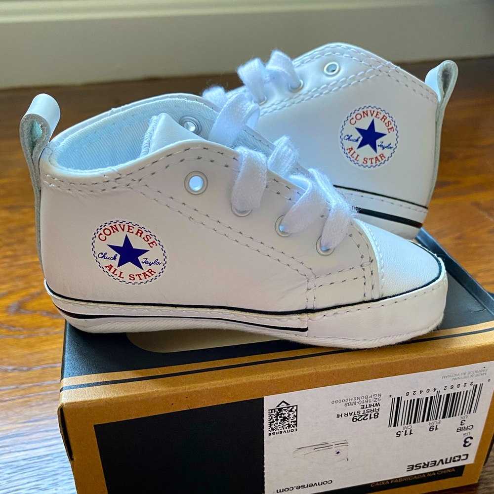 Converse Newborn Crib Shoe White Leather 81229
